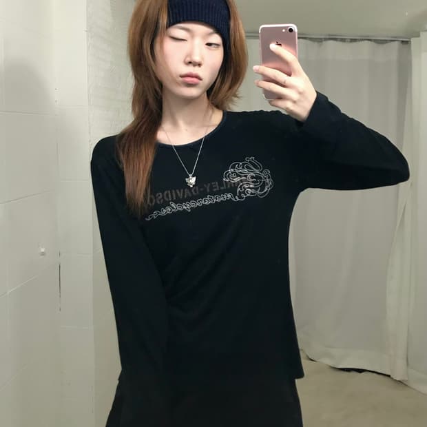 할리데이비슨 화이트 스티치 슬림핏 롱슬리브