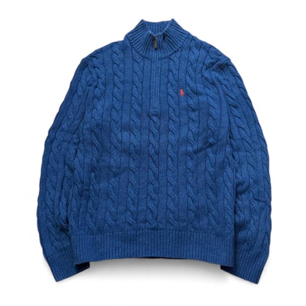 폴로 랄프로렌 다크네이비 케이블 하프집업 니트