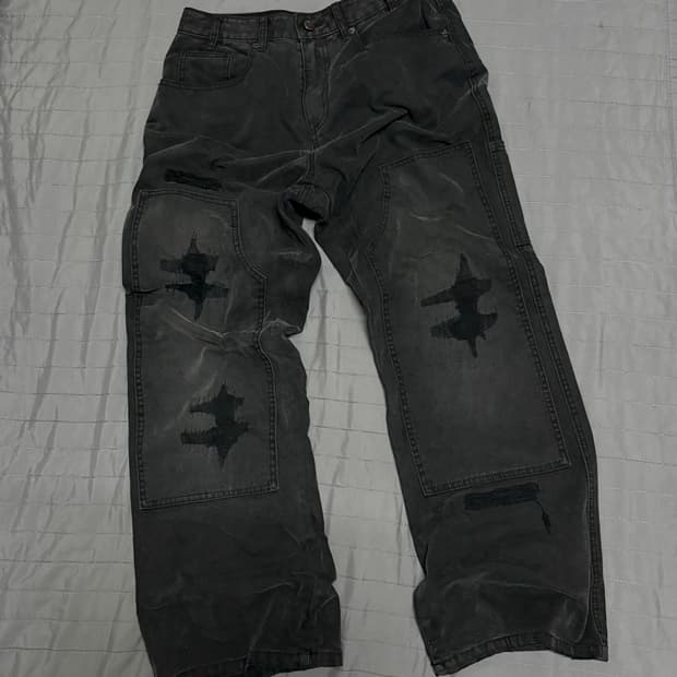 피치블랙 DESTROYED DAMAGE JEANS (WASHED BLAC