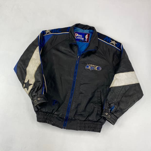 90s 프로플레이어 NBA 올랜도 매직 올드스쿨 리얼 레더 자켓 (103