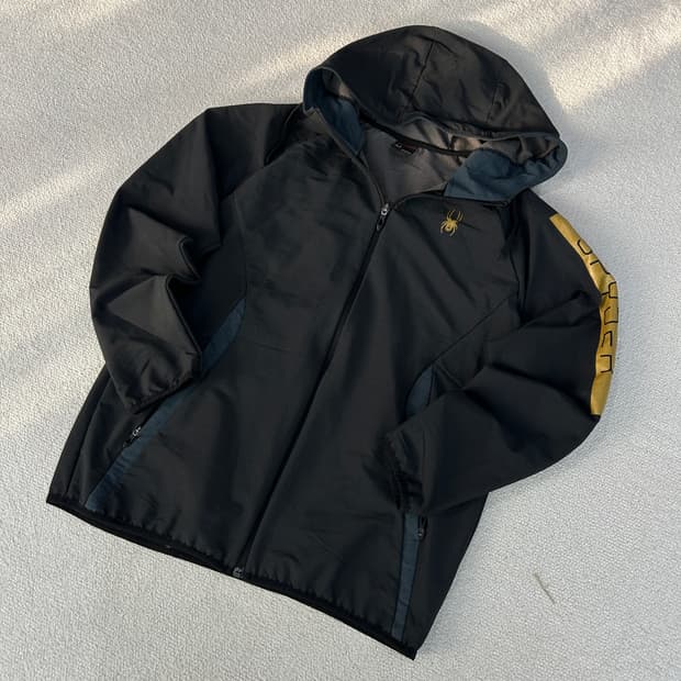스파이더 블랙 바람막이 후드 자켓 m
