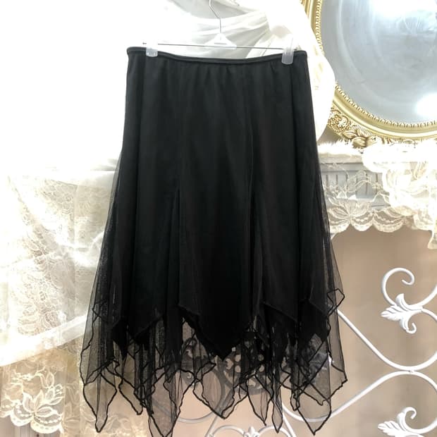 black layered tulle skirt