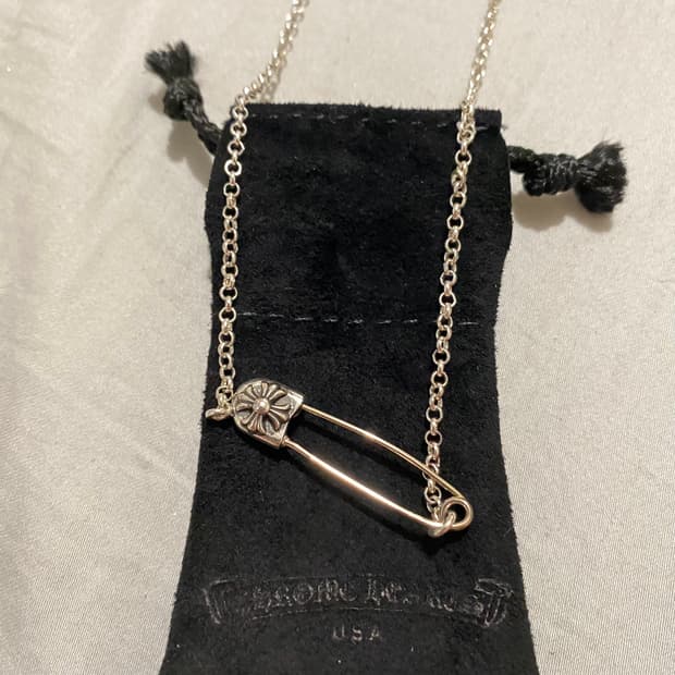 [16인치] 크롬하츠 세이프티 핀 체인 목걸이 실버