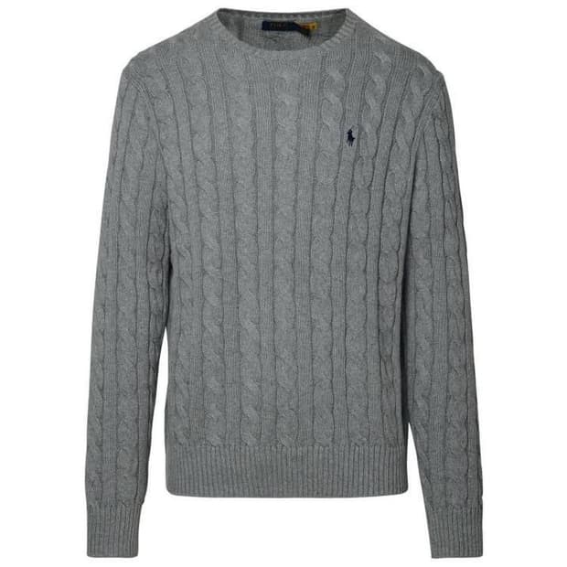 폴로 케이블 니트 그레이