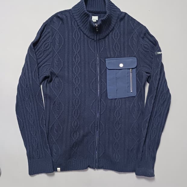 [프리] 아디다스 아디퓨어 네이비 케이블 울 니트 집업