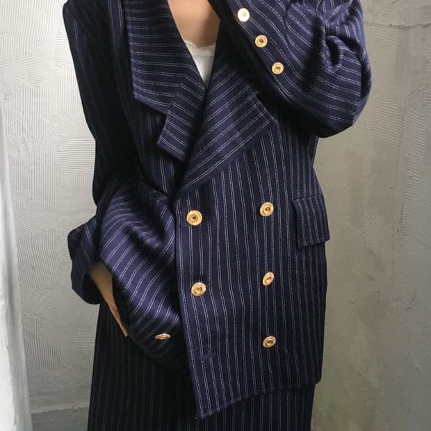 Balenciaga 발렌시아가 네이비 스트라이프 셋업