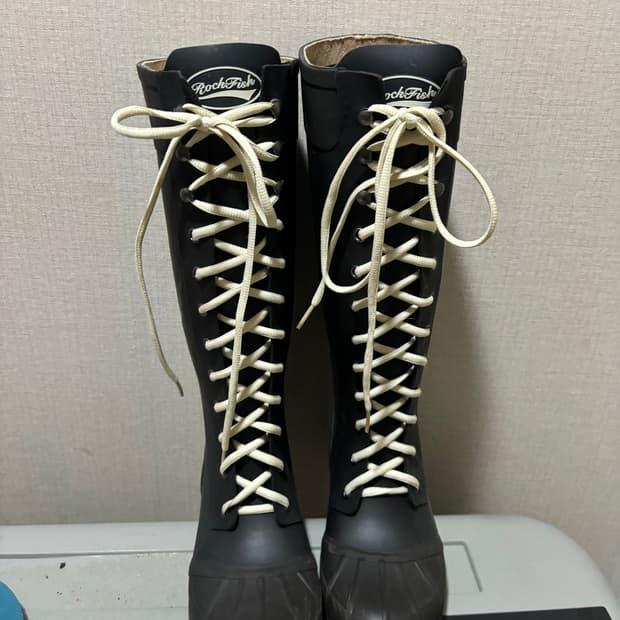 락피쉬) 레이스업 레인부츠 장화