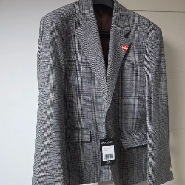 비욘드클로젯 노맨틱 파리지앵 체크 울 자켓 그레이 L 새상품