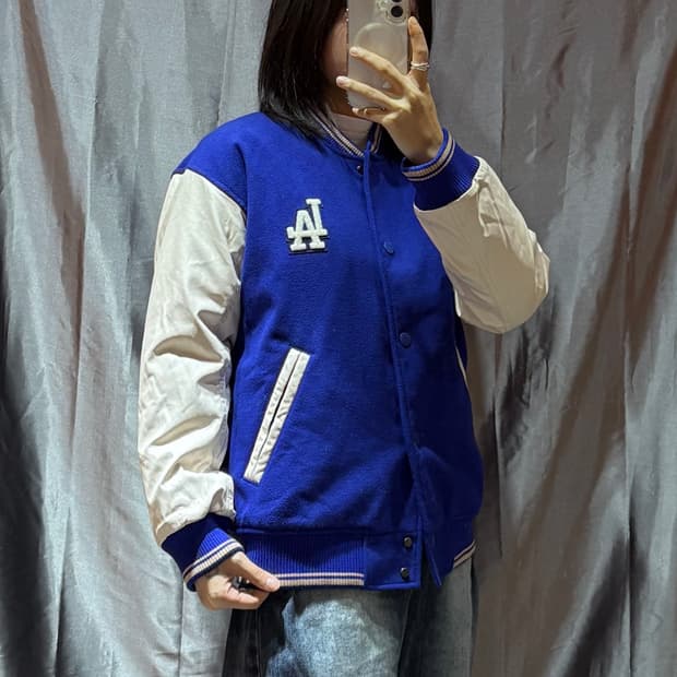 XS MLB LA 블루 배색 바시티