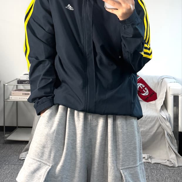 아디다스 00s 네이비 옐로우 바람막이 S