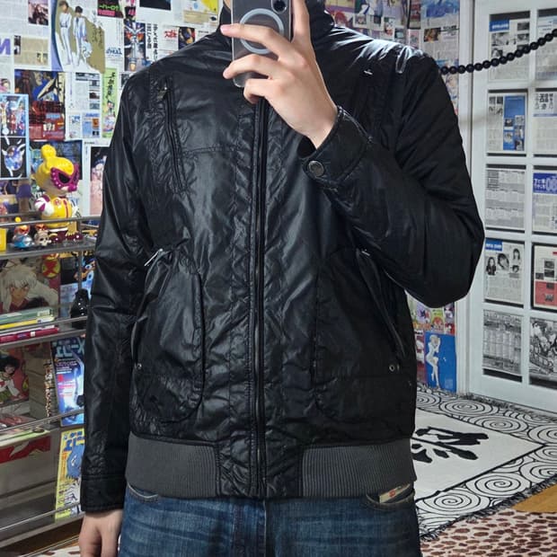 빈티지 락시크 펑크 블랙 누빔 점퍼