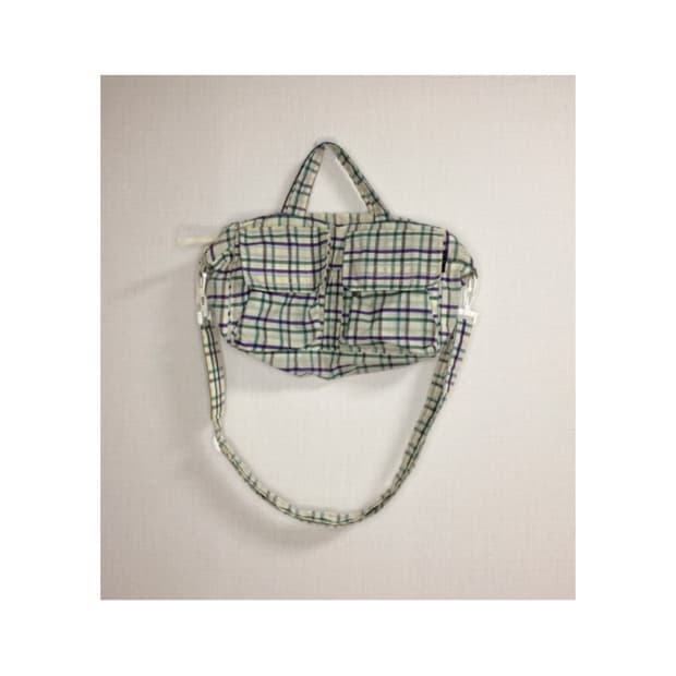 츠모리 치사토 그린 퍼플 체크 경량 토트백 크로스백