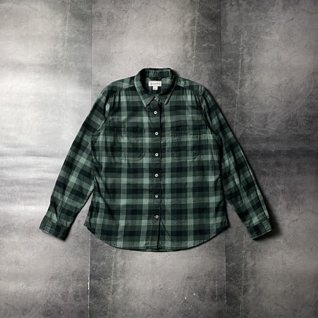 CARHARTT 칼하트 빈티지 그린 체크 워크 셔츠 A00853