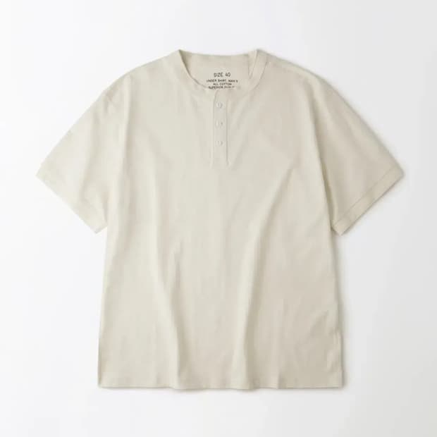 아웃스탠딩 반팔 헨리넥 HENLEY NECK HALF 화이트 L사이즈