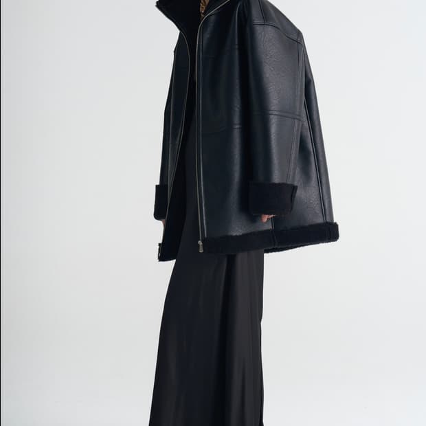 새상품) MAGJAY 매그제이 비건 레더 하프 무스탕 블랙