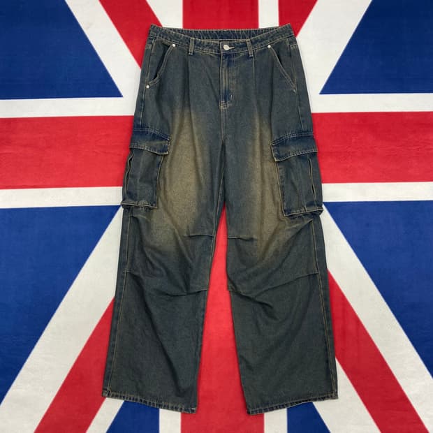 와이드 카고 데님팬츠 L