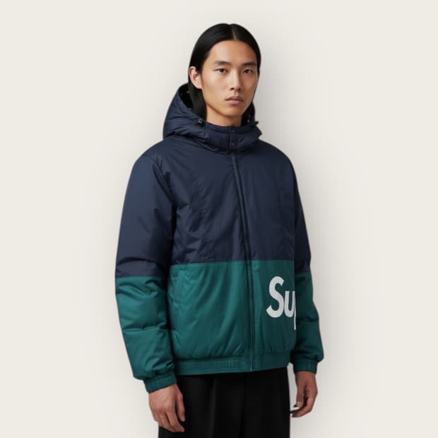 M/ 슈프림 사이드 로고 투톤 패딩 점퍼