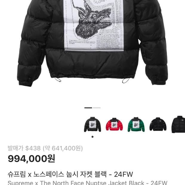 슈프림 노스페이스 눕시 패딩