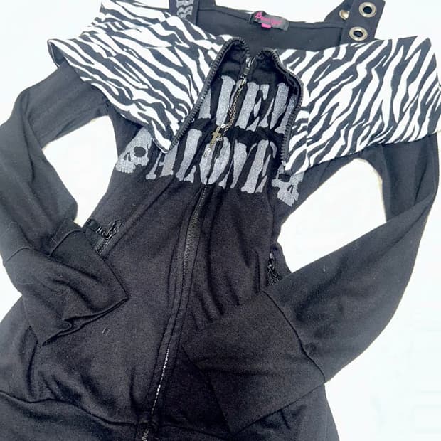 오네갸루 펑크 지브라 오프숄더 원피스 탑