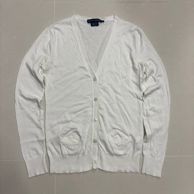 정품 폴로 랄프로렌 여성 화이트 코튼 니트 가디건