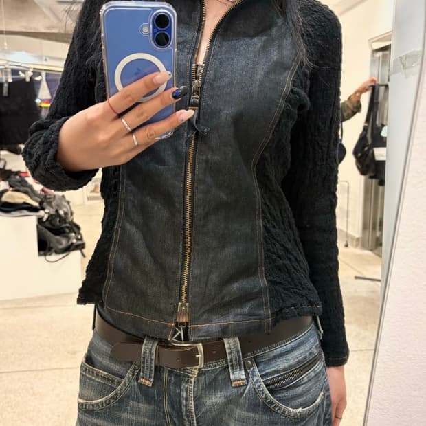 me Issey Miyake wrinkle denim zip up