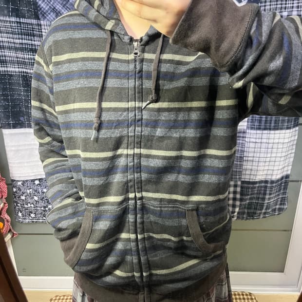 올드 유니클로 스트라이프 후드집업