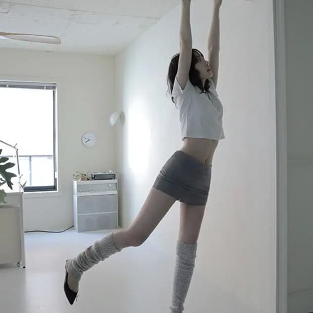 클라따 로우 마이크로 미니 스커트 치마바지 그레이