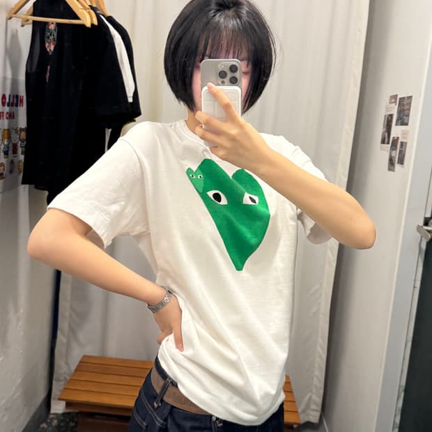 꼼데가르송 플레이 하트 로고 반팔 티셔츠