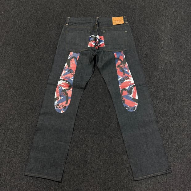 에비수 백 빅로고 데님 팬츠 