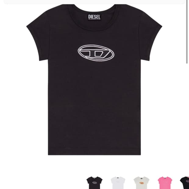 (W) 디젤 T-안지 피카부 로고 티셔츠 블랙