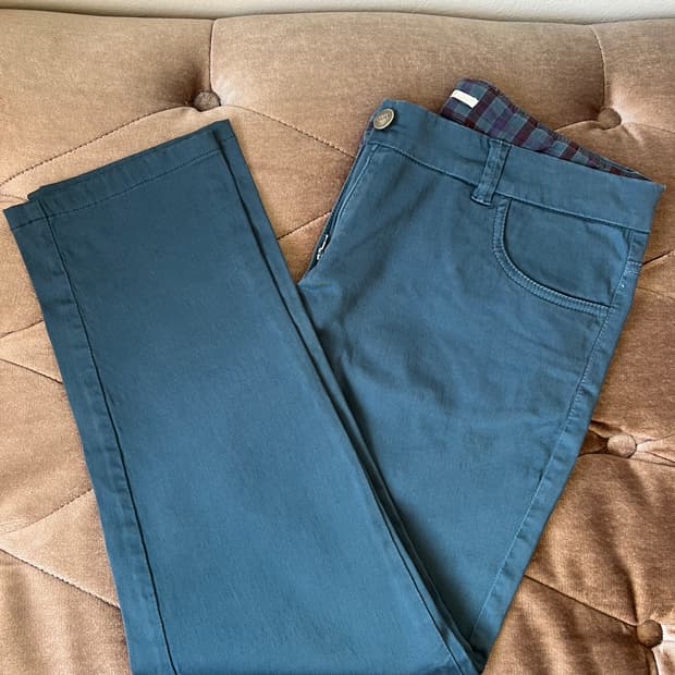 오일릴리 여자 청록 코튼팬츠 슬랙스