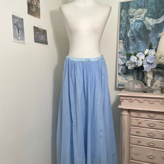 sky blue cotton long skirt(size-L)