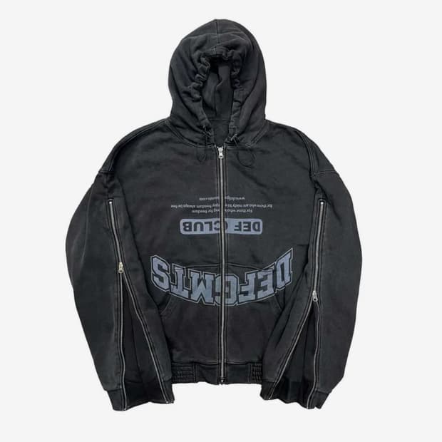 데프가먼츠 리버스 프린트 후드집업[블랙]