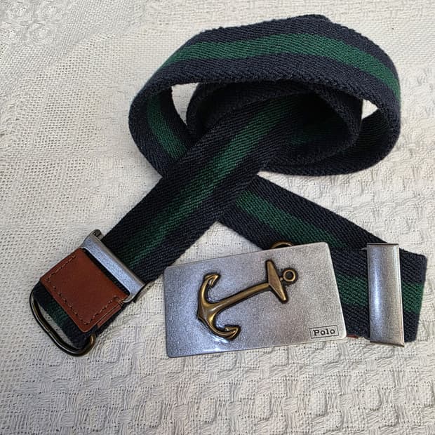 폴로 랄프로렌 앵커 버클 스트라이프 벨트 S