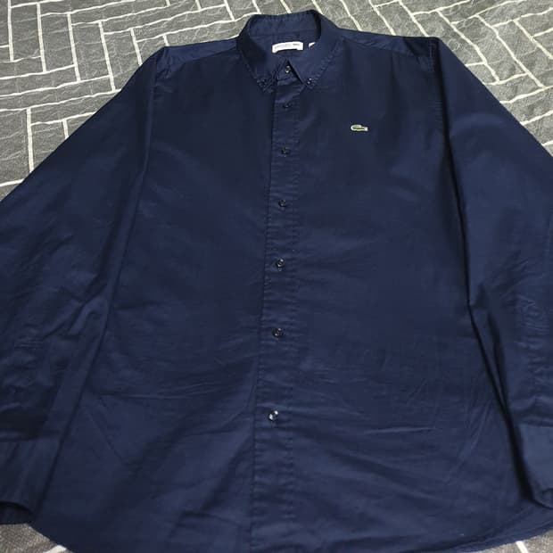 라코스테 레귤러핏 코튼 트윌셔츠 네이비 블루 L (CH633E-53G)
