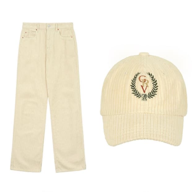 [s] 그로브 코듀로이 DUNE 팬츠+LAUREL 볼 캡 아이보리