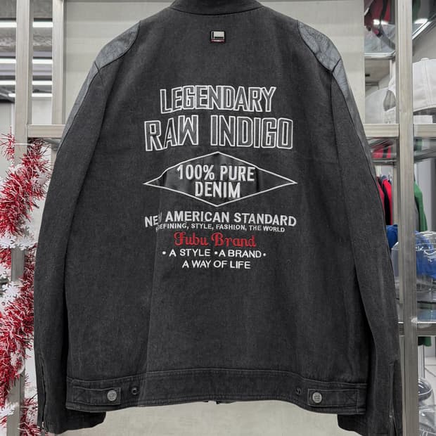fubu 00s 데님 바이커 자켓 블랙