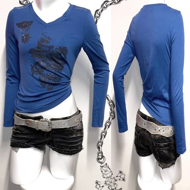 스터드 큐빅 글리터 롱슬리브 락시크