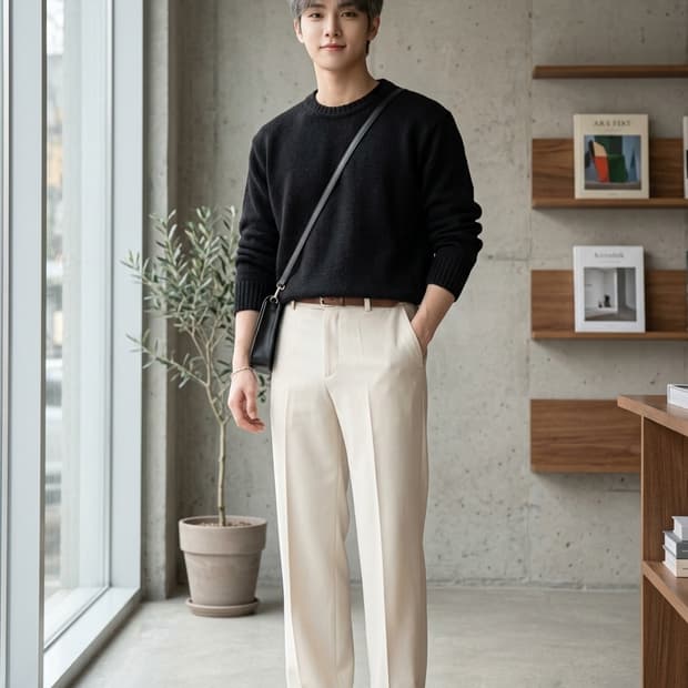 WAREHOUSE 웨어하우스 울 100% 크루넥 니트 스웨터