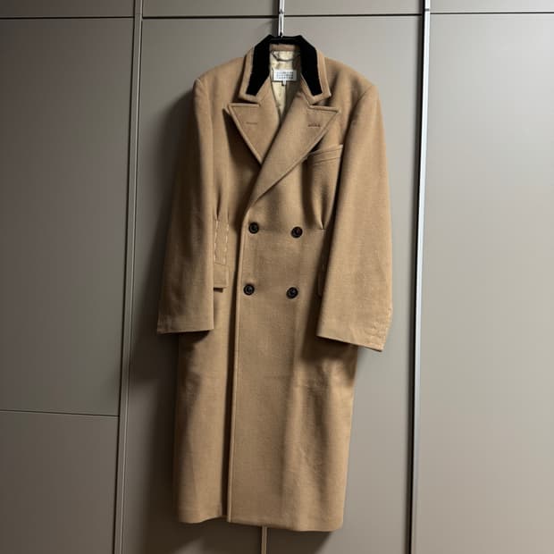 메종 마르지엘라 카멜 울 더블 코트 48 사이즈