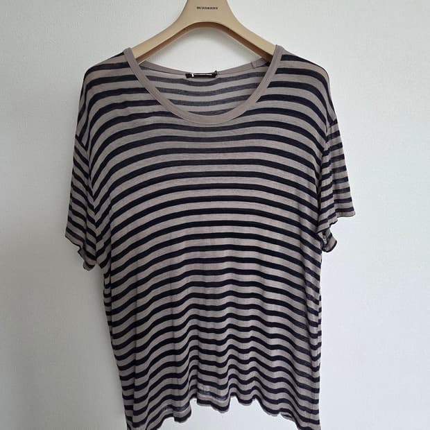 알렉산더왕 U넥 스트라이프 반팔티 XL