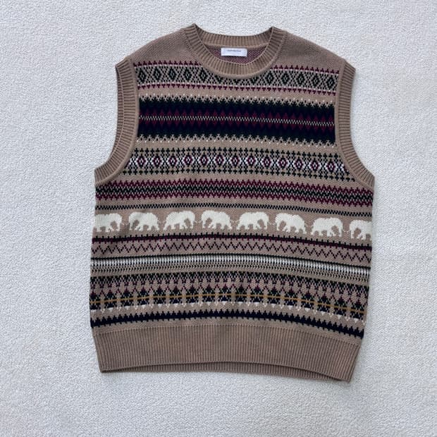 L 커스텀멜로우 패턴 니트 조끼 0312E