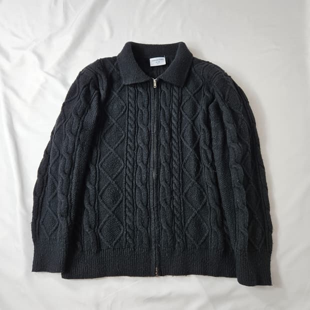 굿라이프웍스 헤비아크릴 니트집업 꽈배기니트 M