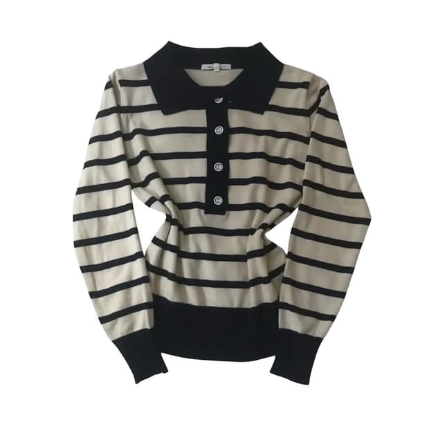 플라스틱 아일랜드 단가라 스트라이프 니트 