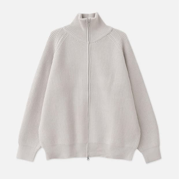 KNITLY ribbed zipup cardigan light grey