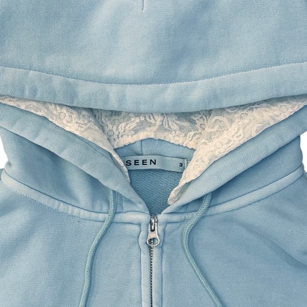 씬 더블 후디 집업 dyed blue