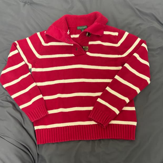 [LAUREN JEANS COMPANY / L] 스트라이프 하프집업 니트