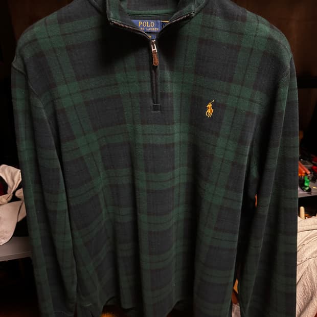폴로 랄프로렌 타탄체크 반집업 새상품 L