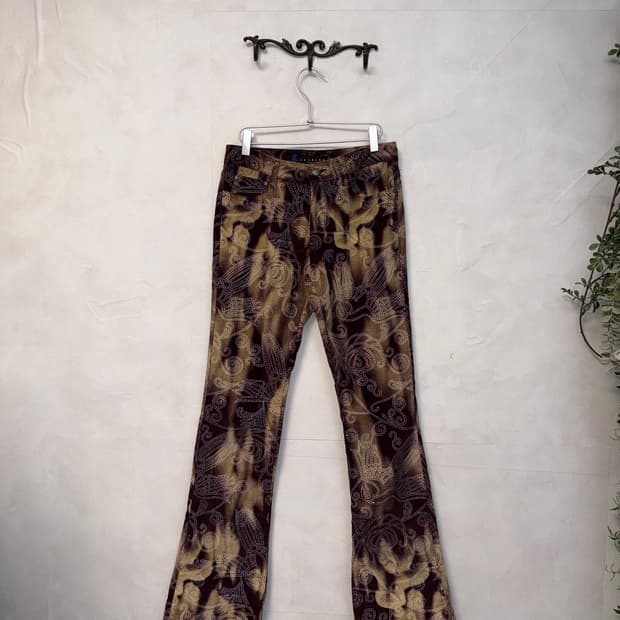 Brown tie dye oriental corduroy 부츠컷팬츠