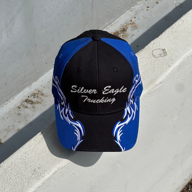 [M-L] Port Authority 블루 블랙 그래픽 빈티지 볼캡 모자